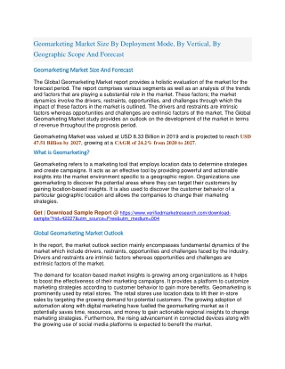 Geomarketing Market Size By Deployment Mode, By Vertical, By Geographic Scope And Forecast