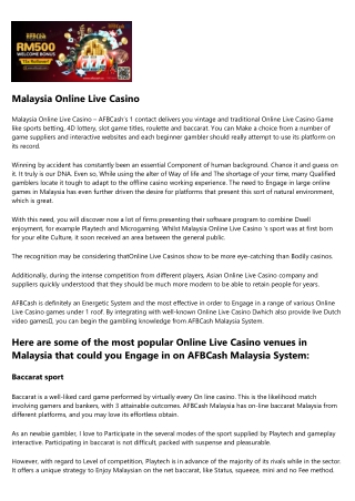 Trusted Online Live Casino Malaysia 2020