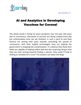 AI and Analytics in Developing Vaccines for Corona!