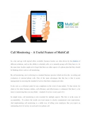 Call Monitoring – A Useful Feature of MultiCall