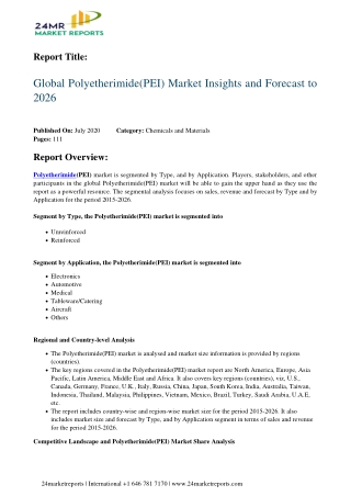 Polyetherimide(PEI) Market Insights and Forecast to 2026