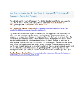 Gas Sensors Market Size By Gas Type, By Vertical, By Technology, By Geographic Scope And Forecast