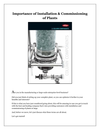 Importance of Installation & Commissioning of Plants