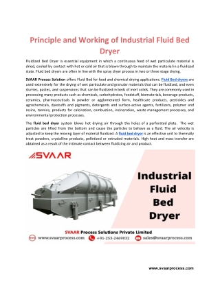 Principle and Working of Industrial Fluid Bed Dryer