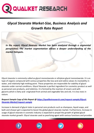 Glycol Stearate Market Size, Share and Growth Factors with COVID-19 Impact Analysis by 2027