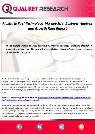 Plastic to Fuel Technology Market Size, Technology Insights, Growth, Top Leaders & Forecast From 2020 To 2027