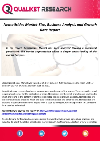 Nematicides Market Expected to Witness High Growth by 2027 | Global Industry Analysis and Forecast Report
