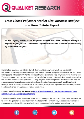 Cross-Linked Polymers Market 2020 | Development Strategy, Competitive Landscape And Forecast Till 2027