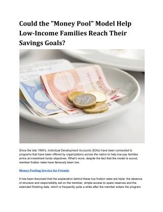 Couldthe"MoneyPool"ModelHelpLow-IncomeFamiliesReachTheirSavingsGoals?