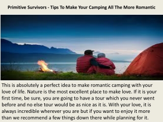 Primitive Survivors - Tips To Make Your Camping All The More Romantic