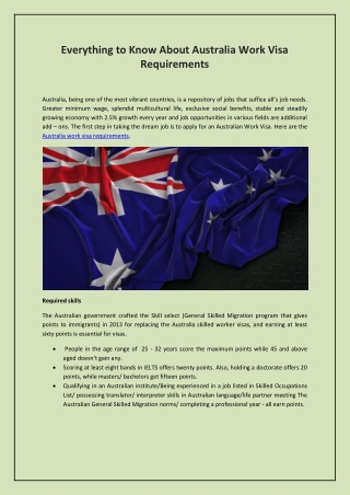 Everything to Know About Australia Work Visa Requirements