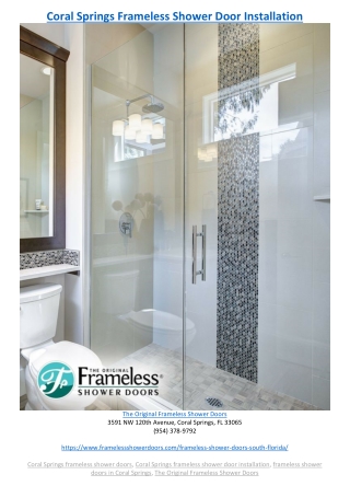 Coral Springs Frameless Shower Door Installation