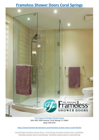 Frameless Shower Doors Coral Springs