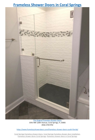 Frameless Shower Doors in Coral Springs