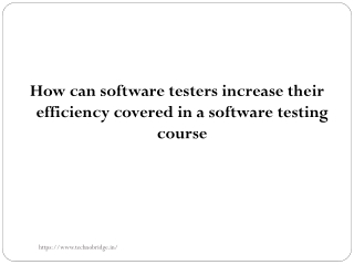 How can software testers increase their efficiency covered in a software testing course