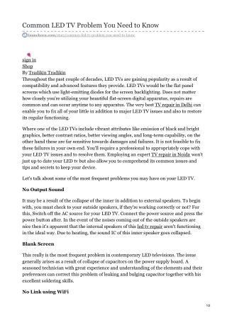 Common LED TV Problem You Need to Know