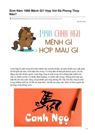 Sinh Năm 1990 Mệnh Gì? Hợp Với Đá Phong Thủy Nào?
