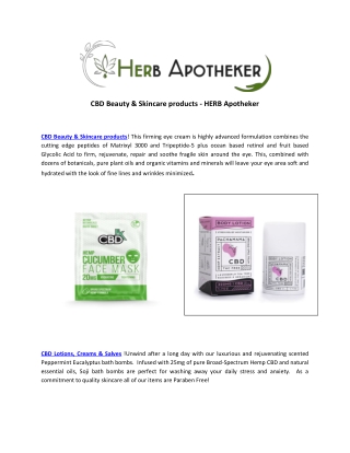 CBD Beauty & Skincare products - HERB Apotheker