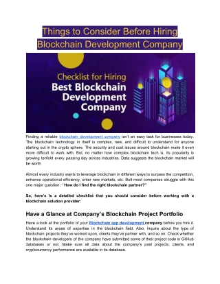 Things to Consier Before Hiring Blockchain Development Company