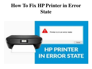 How To Fix HP Printer in Error State