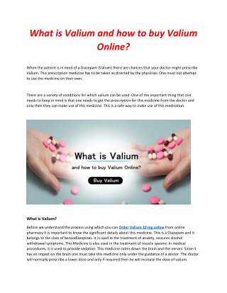 What is Valium and how to buy Valium Online?