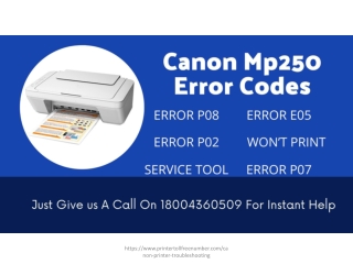 5 Common Canon Mp250 Error Codes And Solution |18004360509