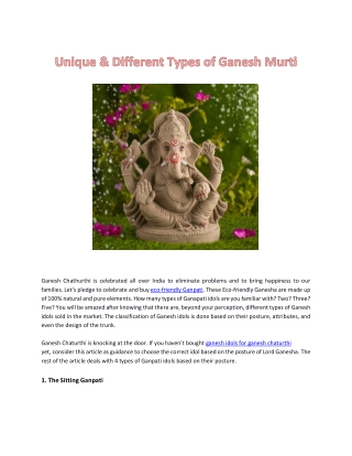 Unique & Different Types of Ganesh Murti