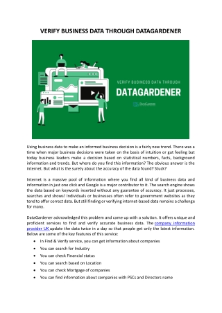 UK Business Data - Get the required information with DataGardener
