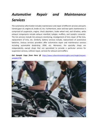 AUTOMOTIVE REPAIR AND MAINTENANCE SERVICES MARKET ANALYSIS