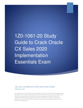 1Z0-1061-20 Study Guide to Crack Oracle CX Sales 2020 Implementation Essentials Exam