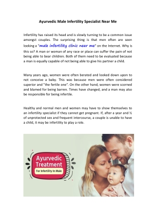 Ayurvedic Male Infertility Specialist Near Me