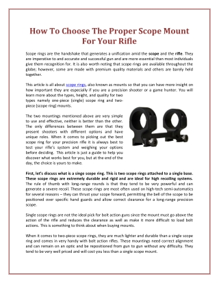 How To Choose The Proper Scope Mount For Your Rifle