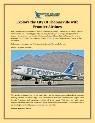 Explore the City Of Thomasville with Frontier Airlines