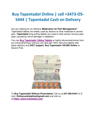 Buy Tapentadol Online | call  3473-O5-5444 | Tapentadol cash on delivery