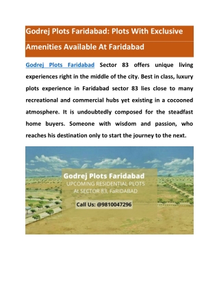 Godrej Plots Faridabad: Plots With Exclusive Amenities Available At Faridabad