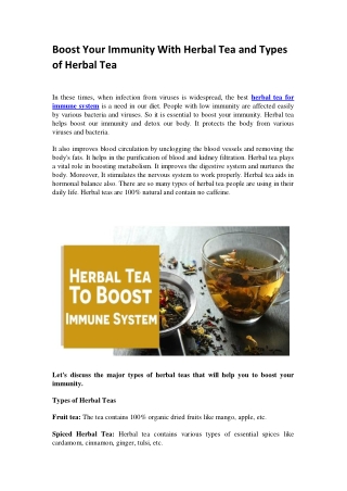 Boost Your Immunity With Herbal Tea and Types of Herbal Tea