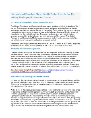 Flocculants and Coagulants Market Size By Product Type, By End-Use Industry, By Geographic Scope And Forecast