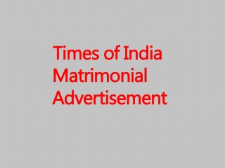 Times of India matrimonial advertisement