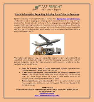 Useful Information Regarding Shipping from China to Germany