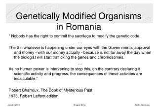 Genetically Modified Organisms in Romania
