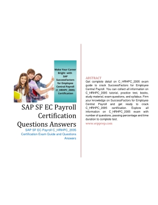 Latest Questions Answers for SAP SF EC Payroll C_HRHPC_2005 Certification Exam [pdf]