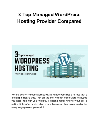 3 Top Managed WordPress Hosting Provider Compared