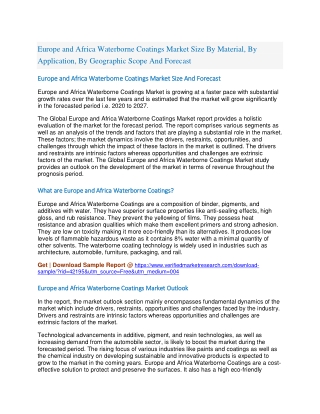 Europe and Africa Waterborne Coatings Market Size By Material, By Application, By Geographic Scope And Forecast