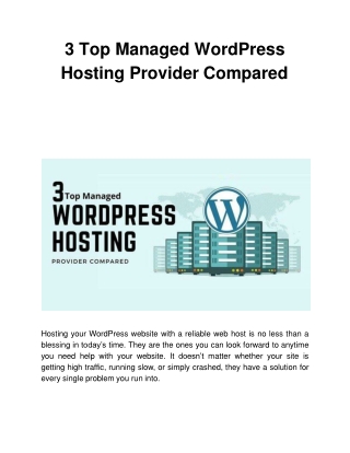 3 Top Managed WordPress Hosting Provider Compared