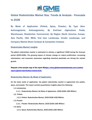 Global Rodenticides Market Size, Trends and Analysis-Forecasts 2026