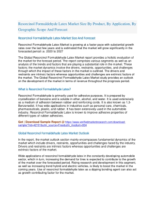 Resorcinol Formaldehyde Latex Market Size By Product, By Application, By Geographic Scope And Forecast