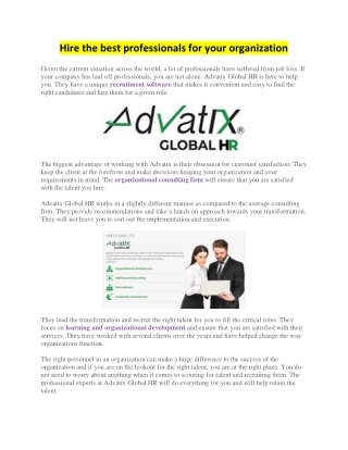 Hire the best professionals for your organization