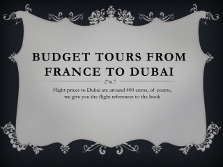 Budget Tours From France to Dubai