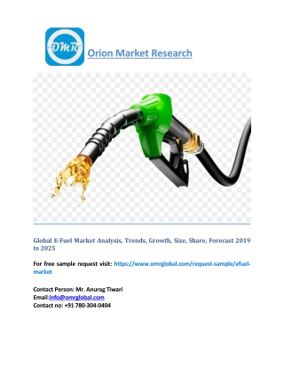 Global E-Fuel Market Size, Trends, Leading Players, Share, Forecast 2018-2023