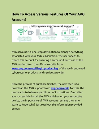 How To Access Various Features Of Your AVG Account